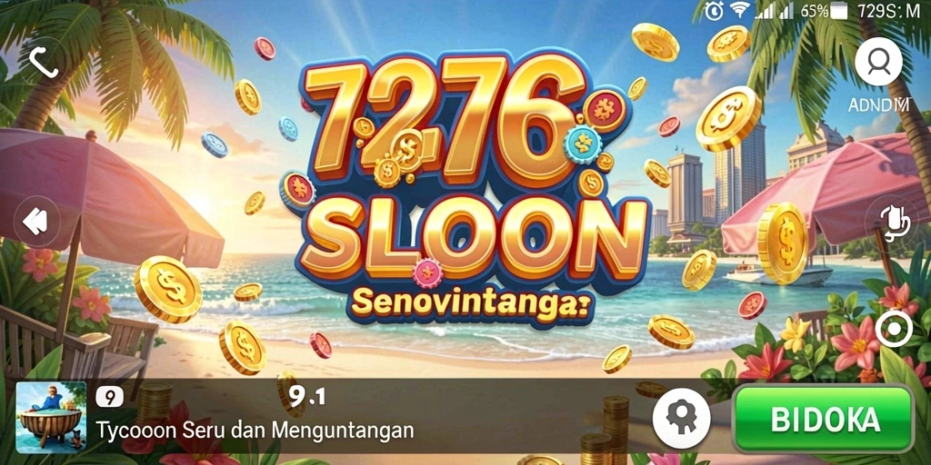 Screenshot utama 7276SLOTS menunjukkan gameplay menarik dan strategi Tycoon.