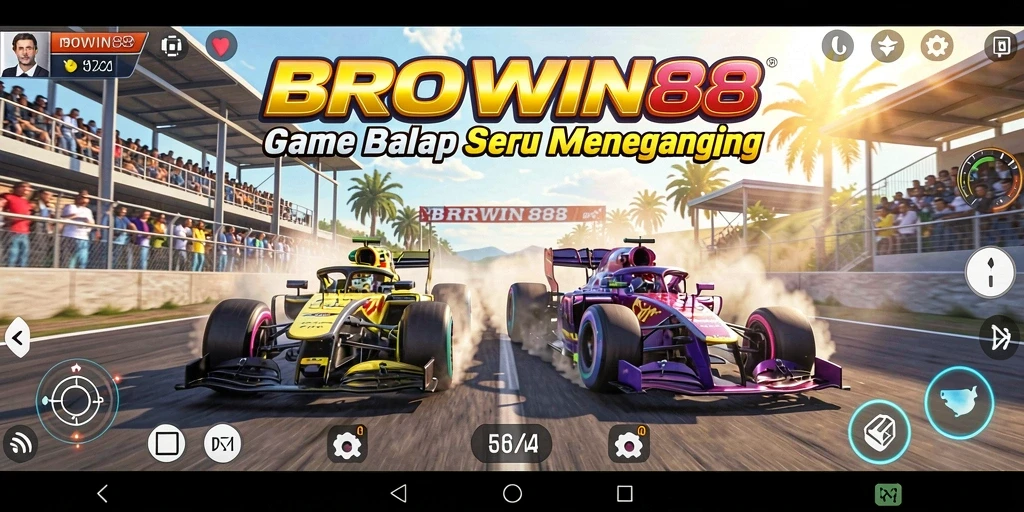 Tampilan menegangkan dari gameplay BROWIN88 saat balapan di trek yang penuh tantangan.