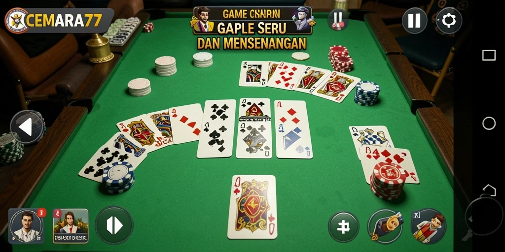 Tampilan gameplay Gaple yang seru di CEMARA77.