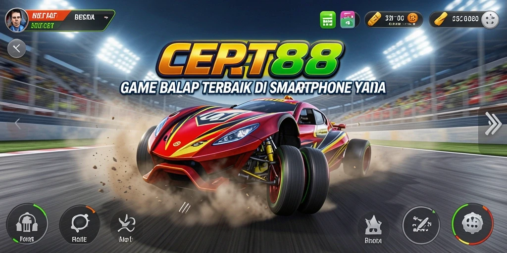 Screenshot menunjukkan aksi balapan mendebarkan di CEPAT88.
