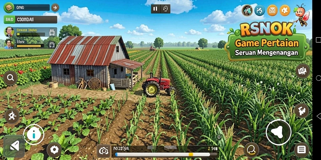 Screenshot gameplay RSNOK menampilkan aktivitas bertani yang menyenangkan.