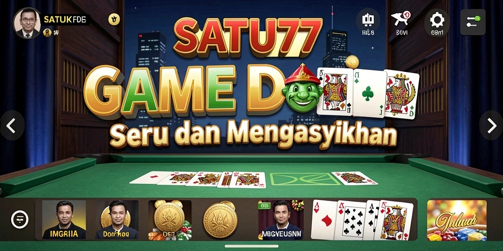 Screenshot SATU77 menampilkan gameplay domino yang menarik dan kompetitif.