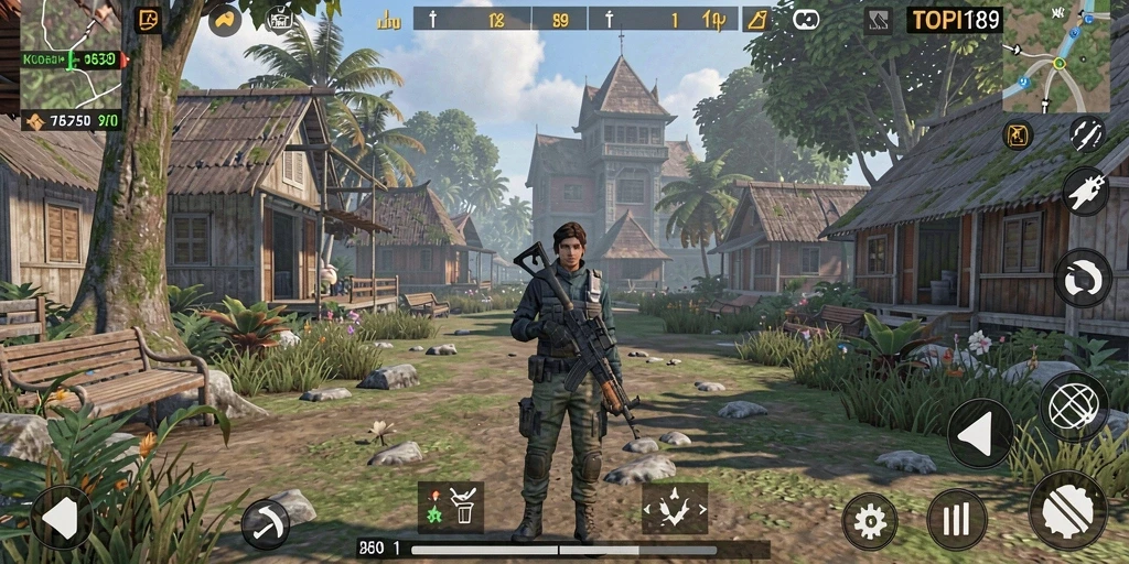 Screenshot utama gameplay menunjukkan aktivitas seru dalam TOPI189.