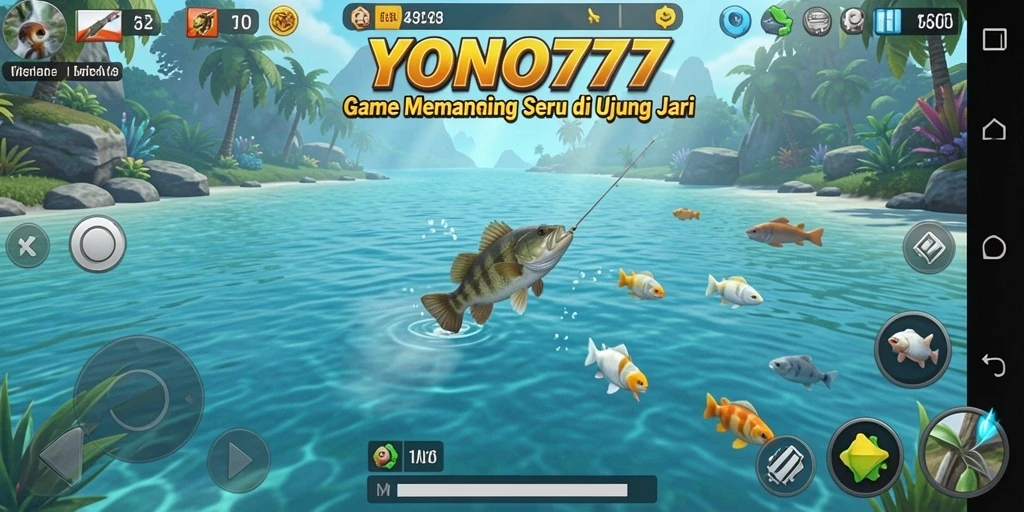 Tampilan gameplay seru dalam YONO777, menunjukkan aksi memancing yang mendebarkan.